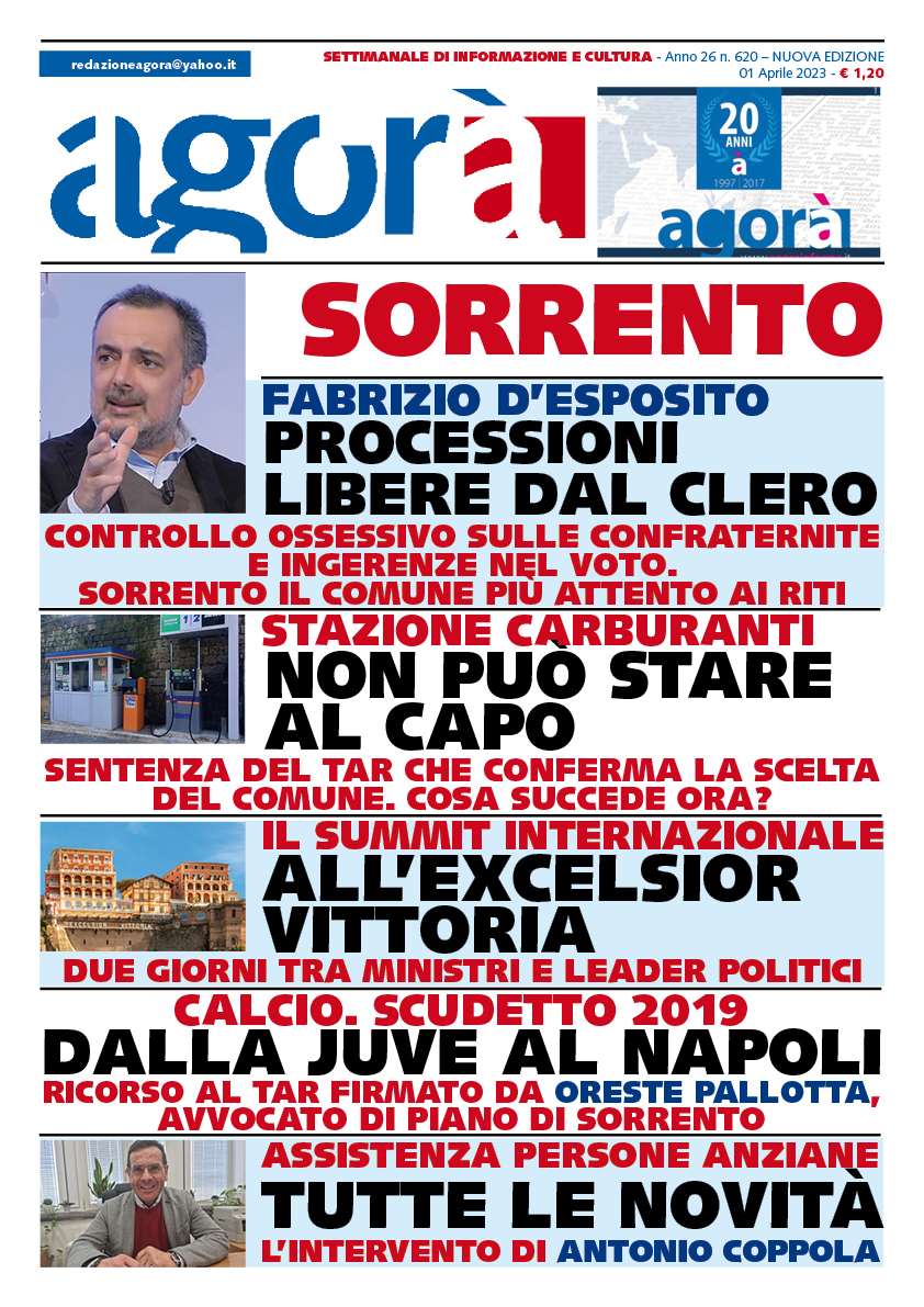 Le locandine di Agorà: il numero in edicola sabato 1 aprile